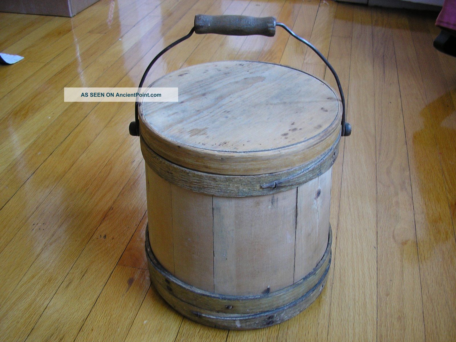 Antique Wood Firking Sugar Bucket Primitive Two Rivers Mfg. Primitives photo