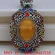 Tibetan Silver Cloisonne Inlay Natural Amber Pendant Necklaces & Pendants photo 1