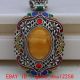 Tibetan Silver Cloisonne Inlay Natural Amber Pendant Necklaces & Pendants photo 1