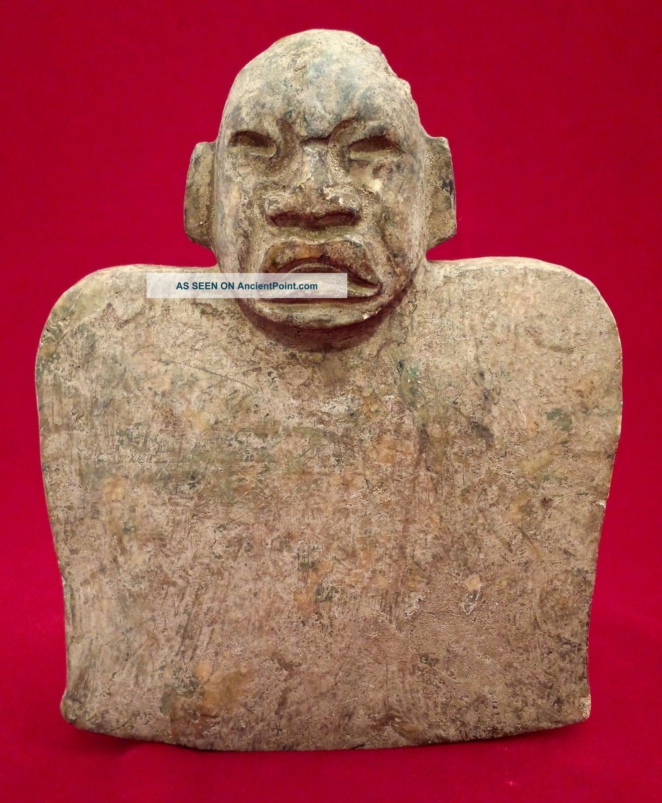Olmec Carved Stone Dual Figure Celt Statue Antique Pre Columbian Artifact Mayan The Americas photo