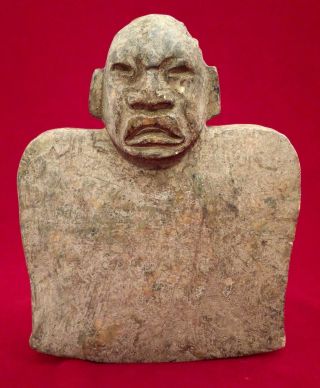 Olmec Carved Stone Dual Figure Celt Statue Antique Pre Columbian Artifact Mayan photo