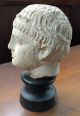 Antique Roman Carved Marble Bust Of Young Man With Laurel Leaves Lacquered Stand Roman photo 2