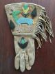 Antique Native American Beaded Leather Gauntlet Gloves,  Deer Elk Leaves,  Fringed Native American photo 1