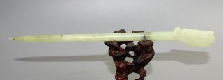 Ancient Chinese Jade Carved Jade Hairpin Long 21cm photo