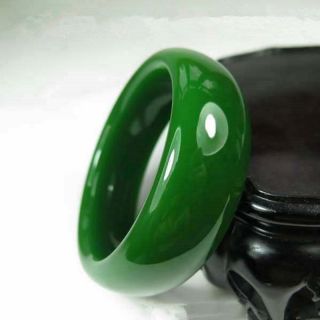 Chinese Hand - Carved Natural Green He Tian Jade Bracelet 60mm photo