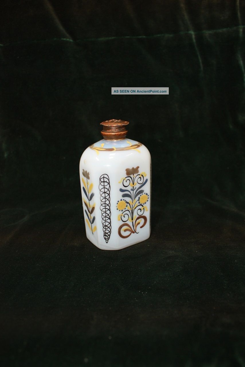 A Swiss Or South German Enameled White Stiegel Type Bottle 18th.  Century Other Antique Glass photo