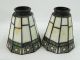 Vintage Pair Matching Spectrum Stained / Slag Glass Lamp Shades Small 5.  5 