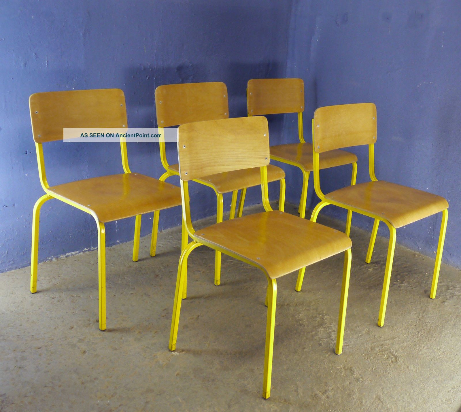 1 Of 20 Vintage 1970 1980 School Bar Bistro Cafe Stacking Chairs Beech Plywood 1900-1950 photo