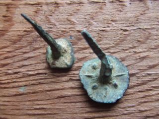 Medieval Britain.  Two Hand Made Nail.  13th/14th Century River Thames Find. photo