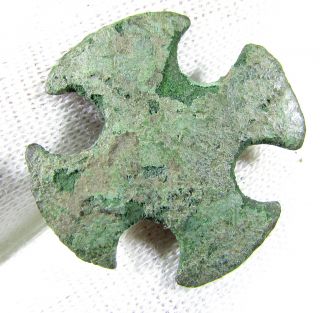 Rare Medieval/knight ' S Period Bronze Belt Fitting Shaped As A Maltese Cross - 908 photo