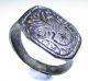 Scarce Medieval Bronze Heraldic Seal Ring With Decorated Bezel - Wearable - 892 Roman photo 4