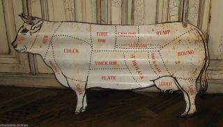 Big Cow Butcher Meat Chart Wall Sign/message Board Primitive Farmhouse Decor photo