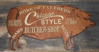 Pig Butcher Shop Wall Sign/message Board Primitive/french Country Kitchen Decor photo