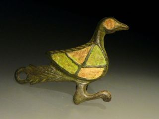 Roman Bronze Zoomorphic Enamel Fibula BroОsh Of Duck photo