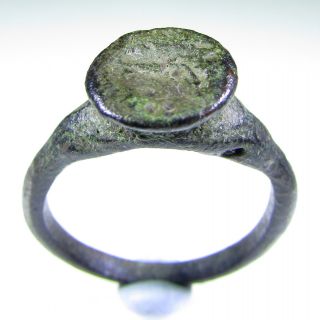 Ancient Celtic Bronze Zoomorphic Seal Ring - Wearable - 896 photo