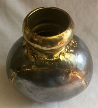 7 Inch Hand Made Brass And Metal Very Rustic Frankenstein Vase photo