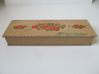 Vintage Wooden Box With Flower Design (painted) 12 