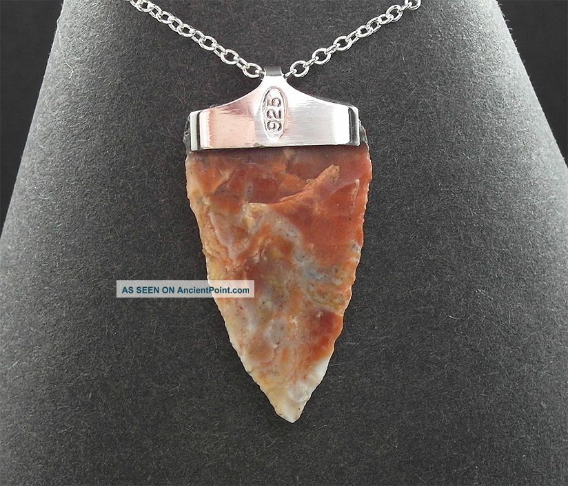 Neolithic Flint Arrow Head Elf - Shot On 925 Silver Roman photo