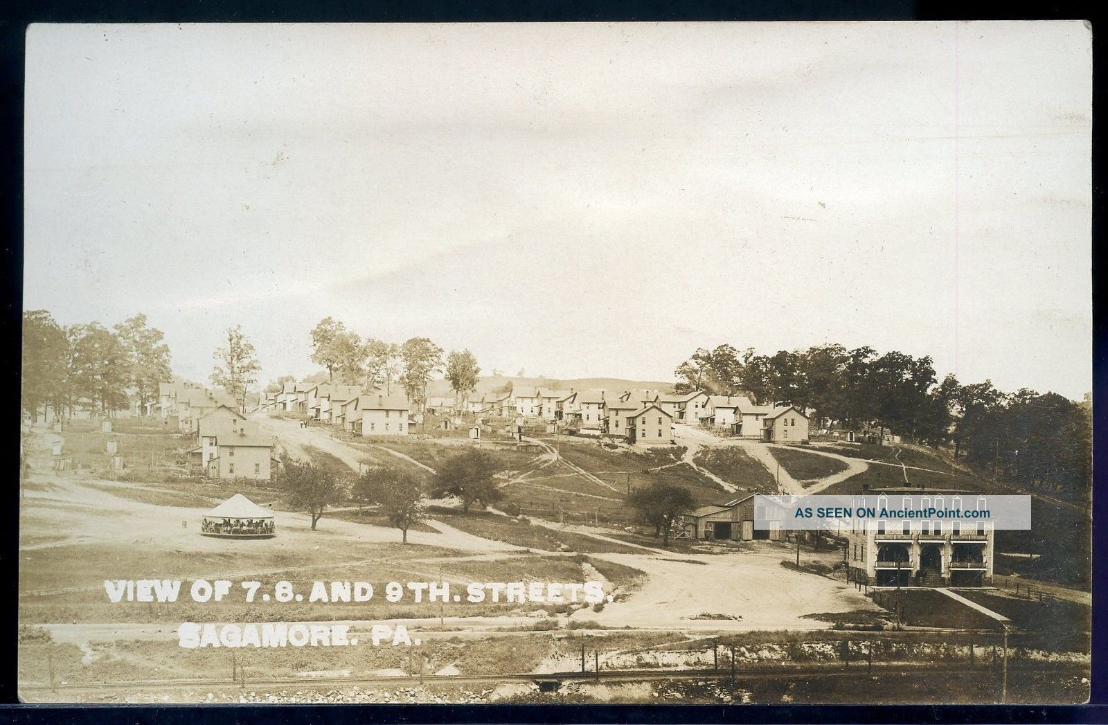 Postcard Coal Mining Town Sagamore Armstrong Pennsylvania W Merry Go Round 1910 Mining photo