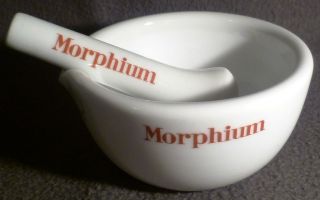 Morphine Morphium Porcelain Mortar Pestel Apothecary Jar Vessel Pharmacy Chemist photo