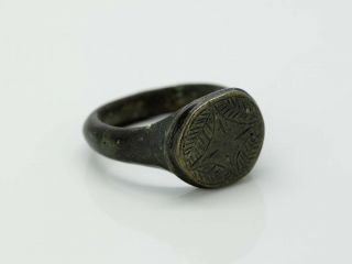 W038.  Roman Bronze Ring Engraved Ring photo