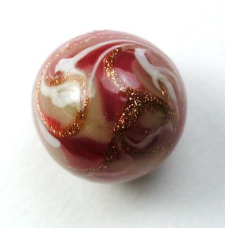 Antique Glass Ball Waistcoat Button Pink Mocha & Gold Sparkle Swirl Design photo