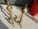 Antique Brass Fireplace Andirons (2) Very Old Federal Chippendale 22 