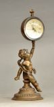 Collectible Decorated Old Handwork Copper Carved Boy Hold Mechanical Table Clock Clocks photo 2