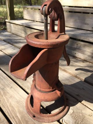 Vintage Primitive Red Cast Iron Well Water Hand Pump Farm Barn photo