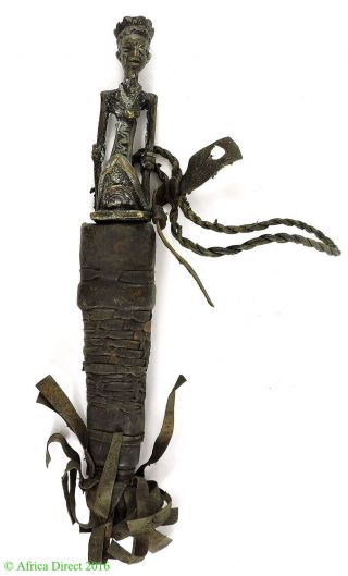 Dogon Brass Knife With Bearded Figure Sheathed Mali African Art photo