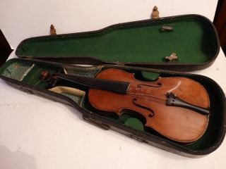 Antique Stradivarius Violin W/wood Coffin Case As Found 1723 photo