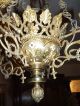 Rare Antique Bronze Sanctuary Lamp Figural Religious Chandelier Church Chalice Chandeliers, Fixtures, Sconces photo 1