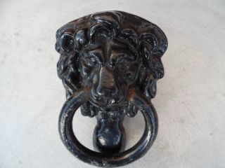 Antique Victorian Cast Iron Lions Head Door Knocker photo