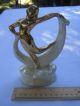 Estate Gold - Tone Deco Dancer On A White Pearl Base Figurine Figurines photo 1