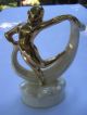 Estate Gold - Tone Deco Dancer On A White Pearl Base Figurine Figurines photo 5