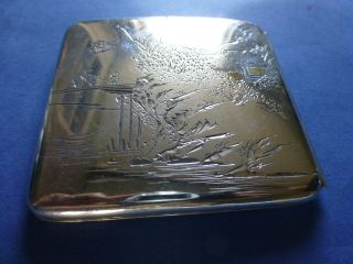 Antique Japanese Solid Silver Shibuichi Signed Cigarette Case photo
