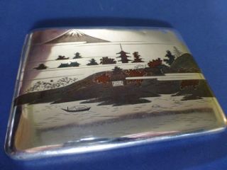 Antique Japanese Solid Sterling Silver Shibuichi Signed Cigarette Case,  K.  Uyeda photo