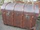 Large Steamer Trunk Suitcase Chest Decorative Vintage Dome Topped Wood Ribbed 1900-1950 photo 1