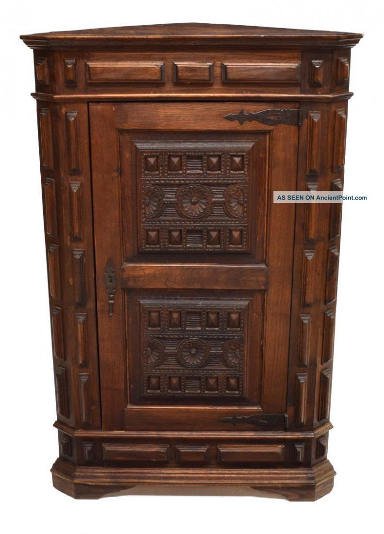 Antique Carved Spanish Renaissance Revival Corner Cabinet 1800-1899 photo