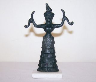 Minona Snake Goddess Brass Replica Figurine - Knossos,  Crete photo