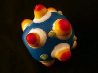 Lovely Chinese Colorful Coloured Glaze 9eyed Carved Bead F133 photo