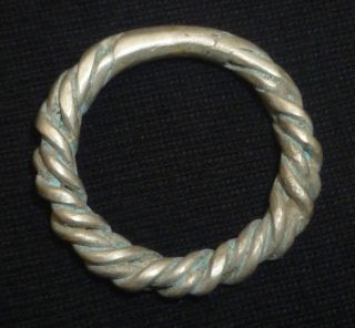 Massive Viking Ancient Artifact Silver Twisted Ring Circa 700 - 800 Ad - 2226 photo