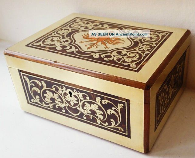 Exquisite Prussian Brass Faux Tortoiseshell Boulle Jewellery Box Edwardian (1901-1910) photo