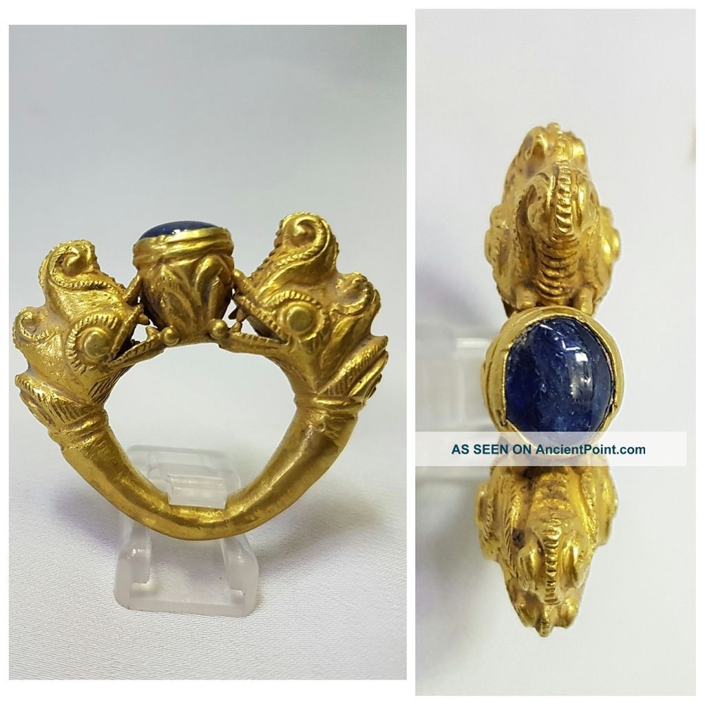 23k Gold Wonderful Old Roman Ring With Ancient Sapphire Gem Roman photo