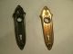 1 - B/d Antique Vtg Pair Brass Door Lock Plates Art Deco Style 6 1/8 