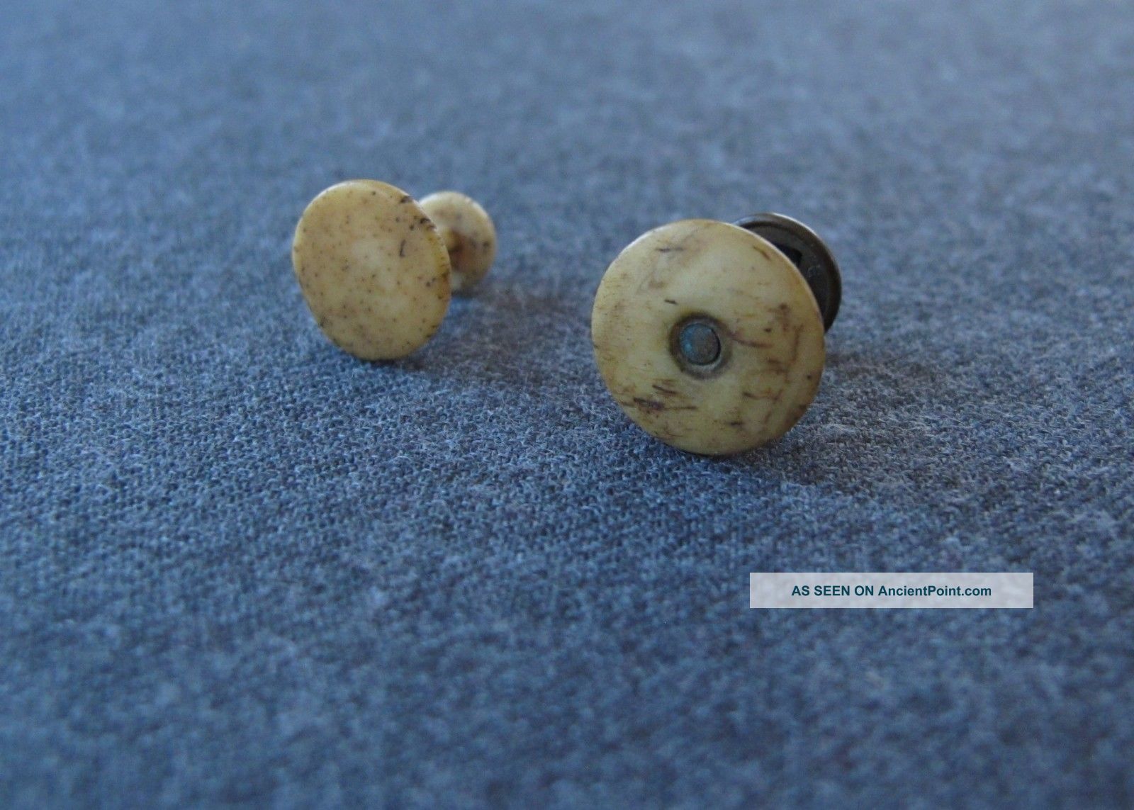 2 Antique Late 1900 ' S Sailor Made Cattle Bone Buttons Buttons photo