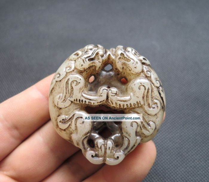 Old Chinese Jade Hand - Carved Dragon Amulet Pendants N129 Necklaces & Pendants photo