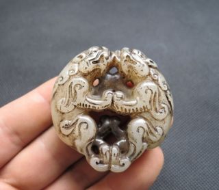 Old Chinese Jade Hand - Carved Dragon Amulet Pendants N129 photo