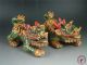 A Antique Old Chinese Export Famille Rose Porcelain Foo Dogs Statue Lion Foo Dogs photo 1
