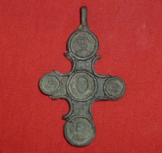 Stunning Byzantine Bronze Cross Amulet / Pendant Circa 1200 Ad - 1989 - photo